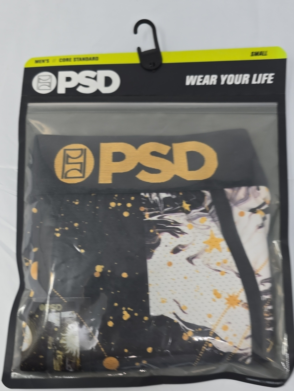 PSD Black and Gold Graphic Boxer Briefs day and night